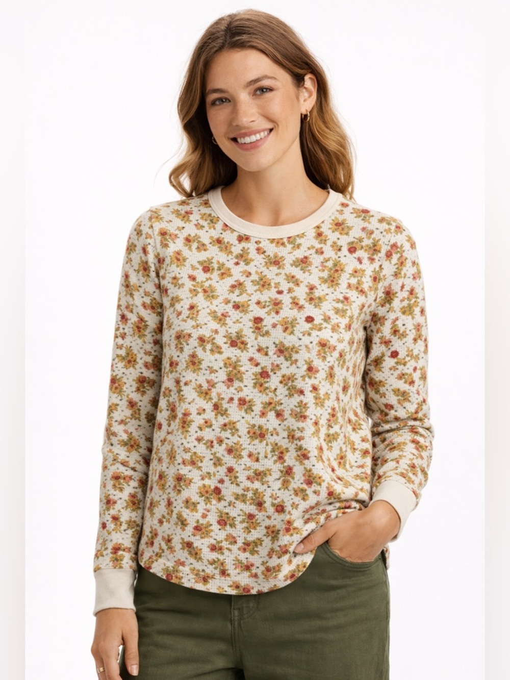 Toad&Co Floral Waffle Knit Top Organic Cotton Cottagecore Boho Small